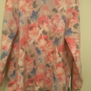 Women sweater pink with green ,mohair and wool from Italy size xl tag cut out